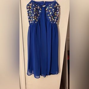 Strapless royal blue embellished homecoming dress, size 3/4. Never worn.